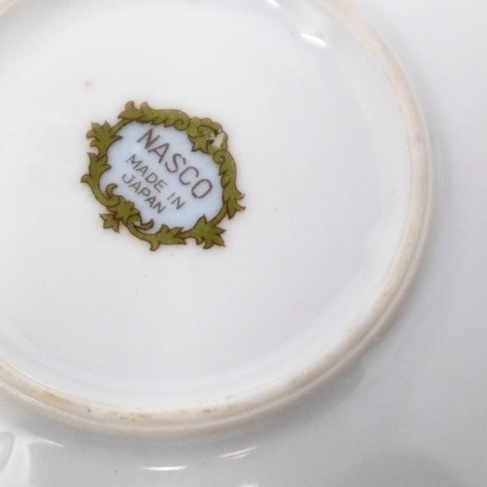 Vintage Nasco Japan Floral Porcelain Nut Candy Dishes Gold Trim Set of 4